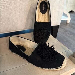 Michael Kors Black Espadrille Flats with Fringe